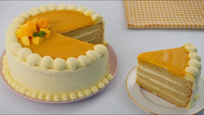 Mango Cake Recipe In Cooker » कुकर में एगलेस मैंगो केक बनाने की विधि