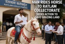 Ratlam Horse Rider Complaint: घोड़ी पर सवार होकर युवक पहुंचा कलेक्ट्रेट: चारागाह जमीन बचाने की अनोखी मांग ने खींचा ध्यान
